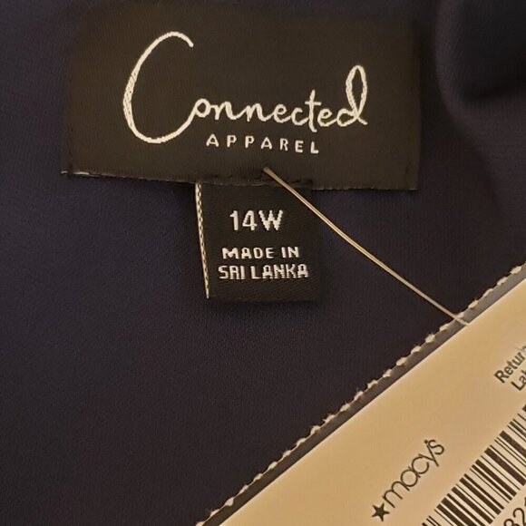 Connected Apparel Multitier Sheath Cocktail Dress in Blue/White/Coral, Size 14W - Picture 7 of 8